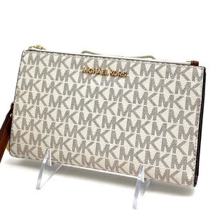 Michael Kors Double Zip Wallet Wristlet Vanilla Leather
